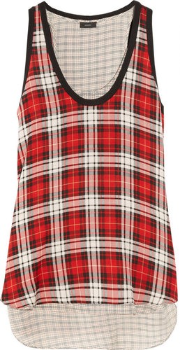 Joseph Plaid silk-georgette top