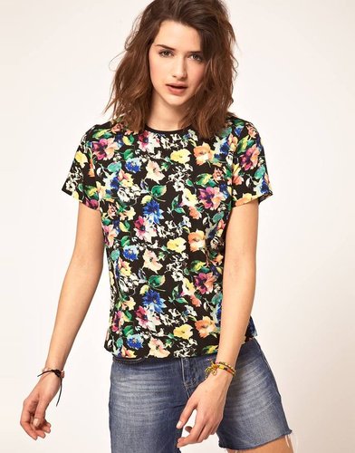 ASOS Woven  T-Shirt With Bright Floral Print