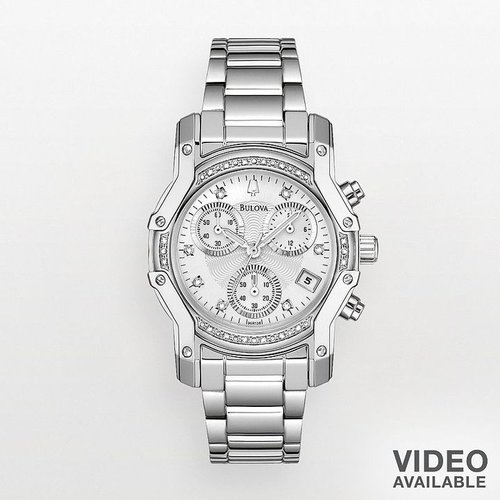 Bulova stainless steel diamond accent chronograph watch