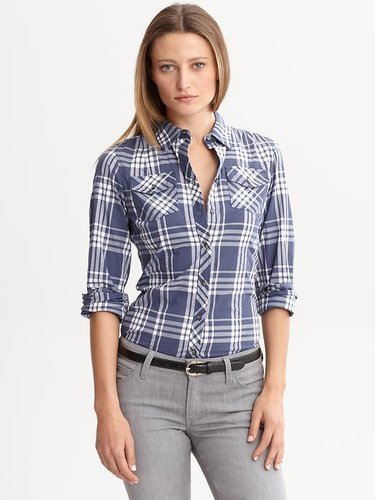 Soft-Wash fitted plaid shirt