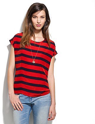 Silk picket-stripe tee
