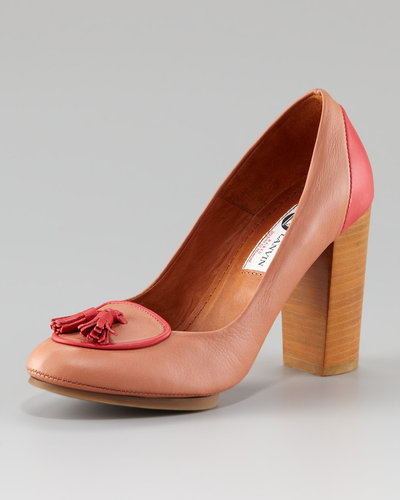 Lanvin Tassel Chunky-Heel Pump, Rose-Coral