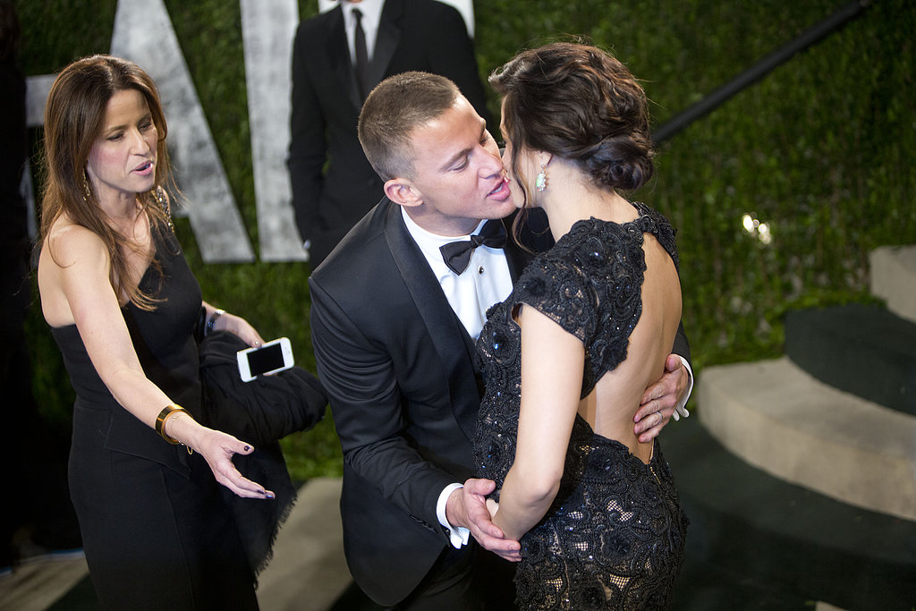 Channing Tatum kissed Jenna Dewan at the Vanity Fair Oscars party.
Channing Tatum kissed Jenna Dewan at the Vanity Fair Oscars party.