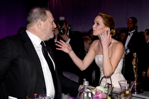 Jennifer Lawrence chatted with Harvey Weinstein at the Governors Ball.
Jennifer Lawrence chatted with Harvey Weinstein at the Governors Ball.