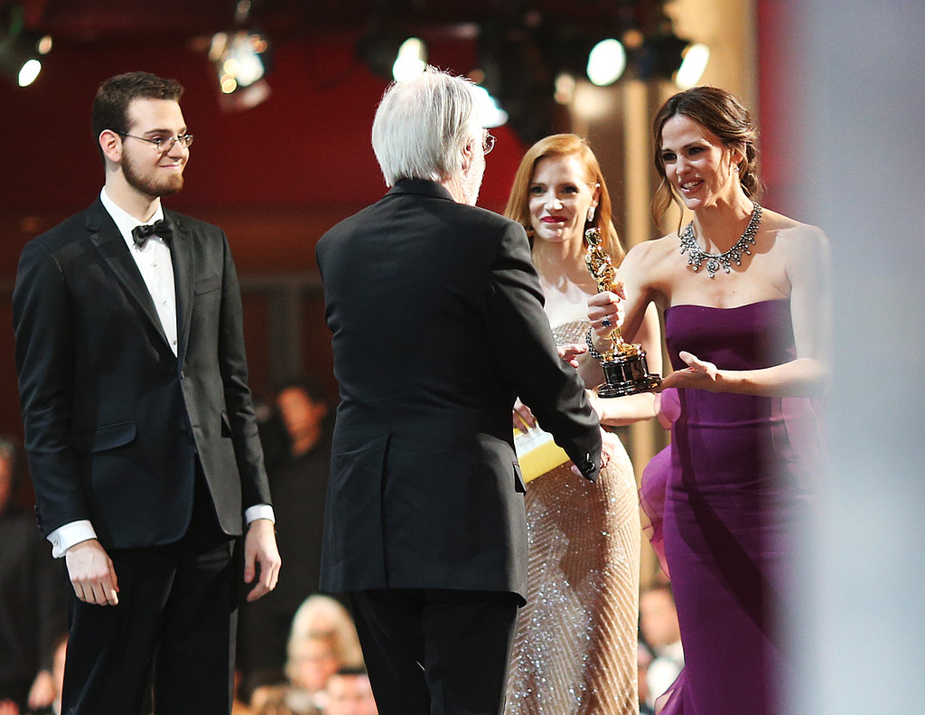 Jennifer Garner and Jessica Chastain met up with Michael Haneke backstage at the Oscars.
Jennifer Garner and Jessica Chastain met up with Michael Haneke backstage at the Oscars.