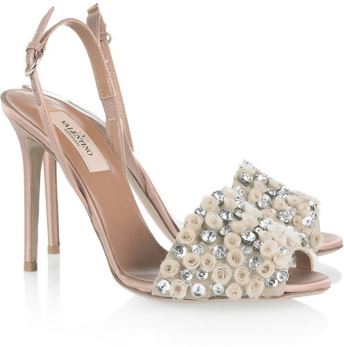 Valentino Crystal-embellished satin sandals