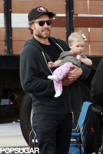 Eric Johnson and Maxwell visited Jessica on set.
Eric Johnson and Maxwell visited Jessica on set.