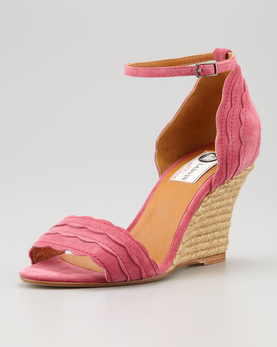 Lanvin Scalloped Suede Wedge Espadrille