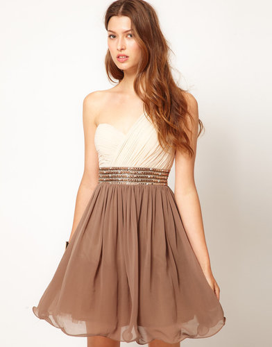 Little Mistress Embellished Waist One Shoulder Dress