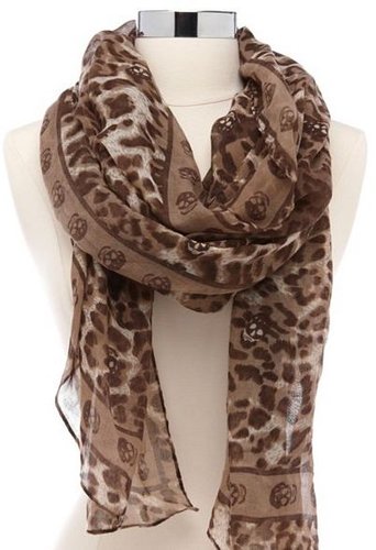 Hidden Skull Leopard Print Scarf