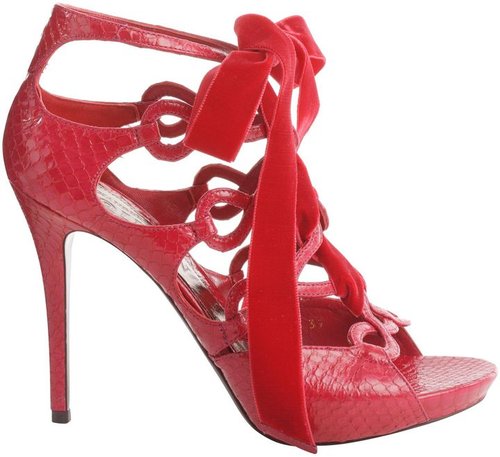 Cherry Snake Nouveau Bow Mid-Heel Sandal