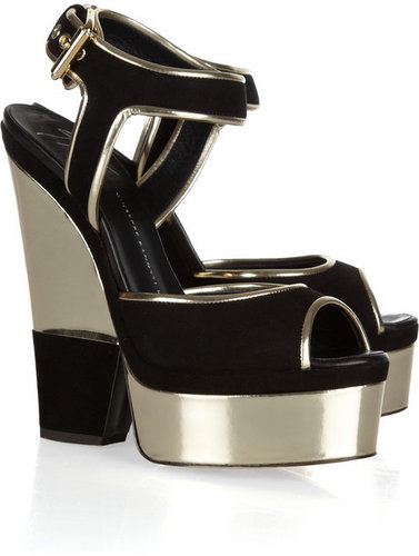 Giuseppe Zanotti Suede and metallic leather platform sandals