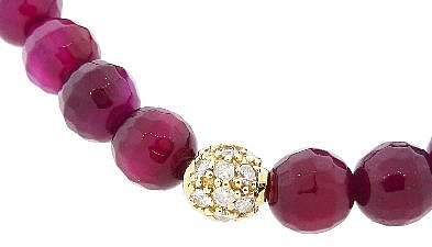 Sydney Evan Pave Diamond Bead in Yellow Gold - Ruby Agate