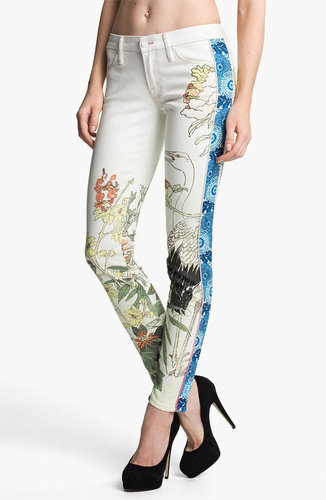 MOTHER 'The Looker' Mixed Print Skinny Jeans (The Scent of Sake)