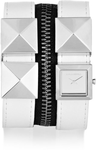 Karl Lagerfeld Karl Zip studded leather watch