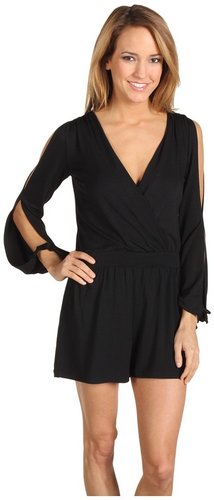 Joseline Hernandez Black Romper & Clear Wedges