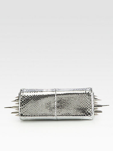 Christian Louboutin Marquise Metallic Python Spiked Clutch