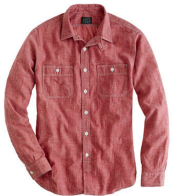 Red selvedge chambray utility shirt