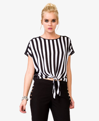 FOREVER 21 Vertical Striped Chiffon Top