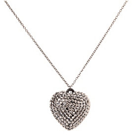 Black And Hematite Rhinestone Heart Necklace