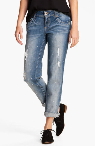 Jolt Destroyed Studded Boyfriend Jeans (Juniors)