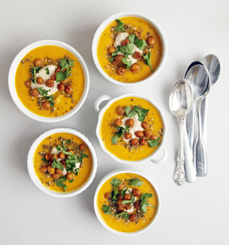 Spiced Carrot Soup With Crispy Chickpeas and Tahini Spiced Carrot Soup With Crispy Chickpeas and Tahini