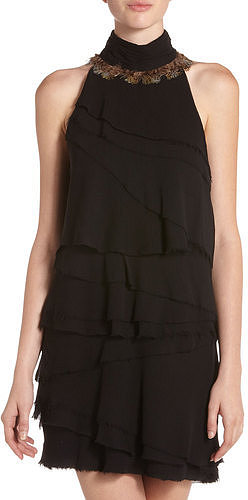 Elizabeth And James Crinkle Chiffon Halter Dress