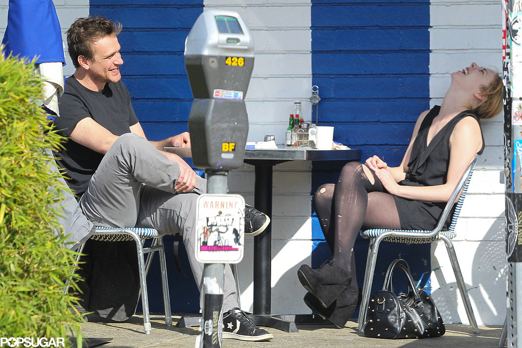Jason Segel and his mystery blonde laughed while having lunch in LA.
Jason Segel and his mystery blonde laughed while having lunch in LA.