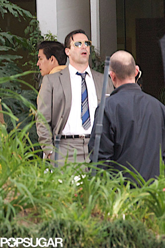 Jon Hamm Hitches a Ride With John Slattery on the Mad Men Set Jon Hamm Hitches a Ride With John Slattery on the Mad Men Set