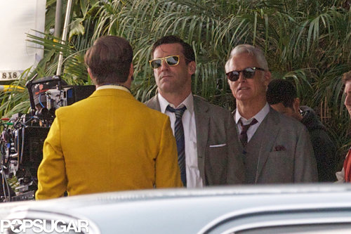 Jon Hamm Hitches a Ride With John Slattery on the Mad Men Set Jon Hamm Hitches a Ride With John Slattery on the Mad Men Set