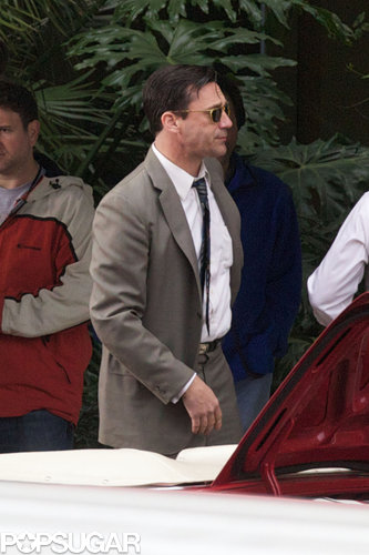 Jon Hamm Hitches a Ride With John Slattery on the Mad Men Set Jon Hamm Hitches a Ride With John Slattery on the Mad Men Set