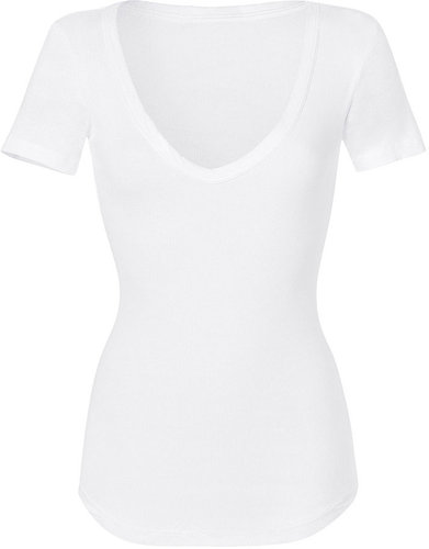 James Perse White S/S Deep V-Neck Rib T-Shirt