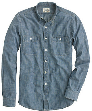 Slim selvedge chambray utility shirt