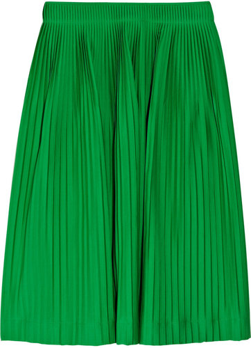 Jil Sander Liquirizia pleated stretch cotton-poplin skirt