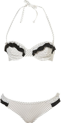 White Dotty Frill Bikini