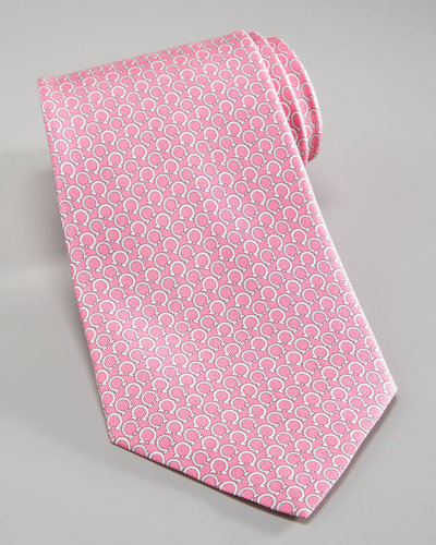 Salvatore Ferragamo Asymmetric Gancini Tie, Pink