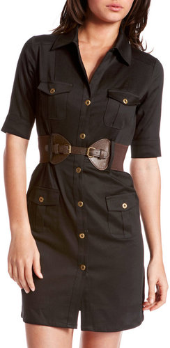 Belted Sateen Cargo Dress