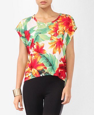 Forever 21 Tropical Floral Print Top