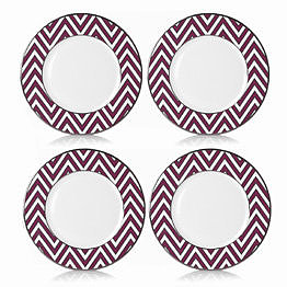 Color Studio Fuchsia/Platinum Zigzag Accent Plate, Set of 4