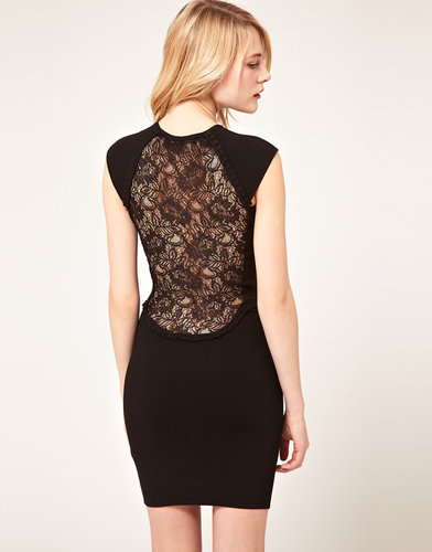 French Connection Body-Conscious Dress With Lace Back