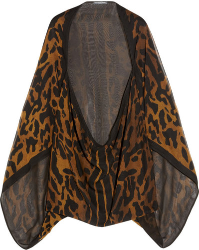 Alexander McQueen Ocelot-print silk-chiffon cape