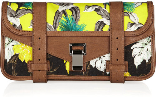 Proenza Schouler PS1 printed canvas and leather clutch