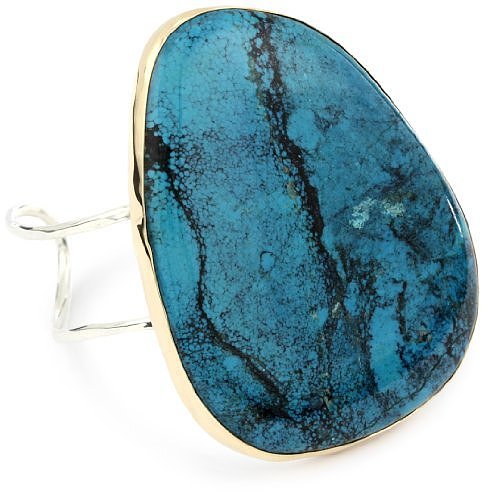 Melissa Joy Manning "Neptune" 14k Gold and Silver Turquoise Cuff Bracelet