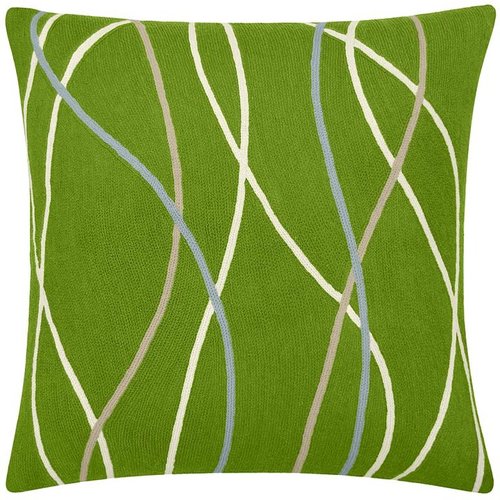 Judy Ross Textiles - Streamers 18x18 ChainStitch Pillow Lime