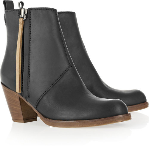 Acne Pistol leather ankle boots with brown wooden heel