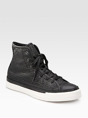 Leather Sequin High-Top Sneakers