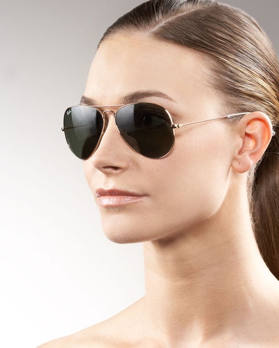 Ray-Ban Classic Aviator Sunglasses, Gold/Green