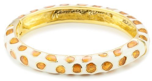 Kenneth Jay Lane White and Brown Enamel Giraffe Print Bracelet