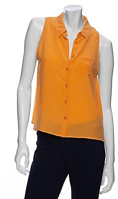 Equipment Sleeveless Crop Button Up Blouse