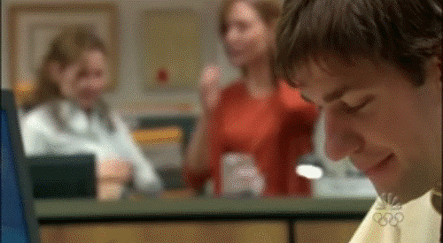 From the beginning, Pam and Jim are smitten with each other.
From the beginning, Pam and Jim are smitten with each other.